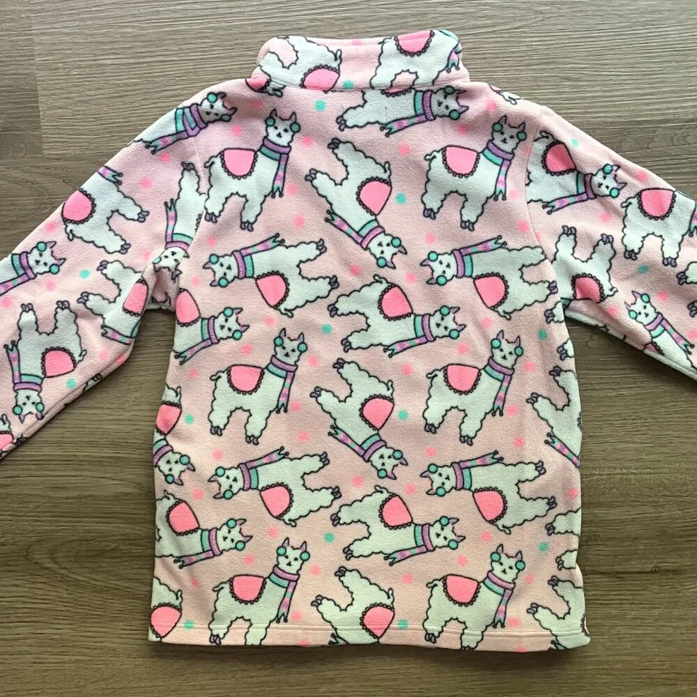 10/12 The Children's Place Pink Llama Fleece Half Zip & Purple Fleece Pants